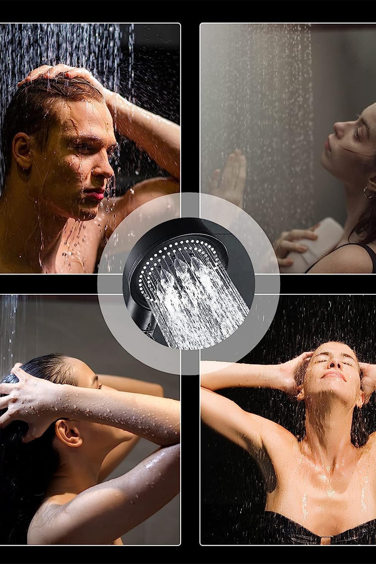 5 Fonksiyonlu Banyo Duş Seti Turbo Pervaneli Tasarruflu Duş Başlığı, Duş Hortumu 150 Cm Ve Mafsal