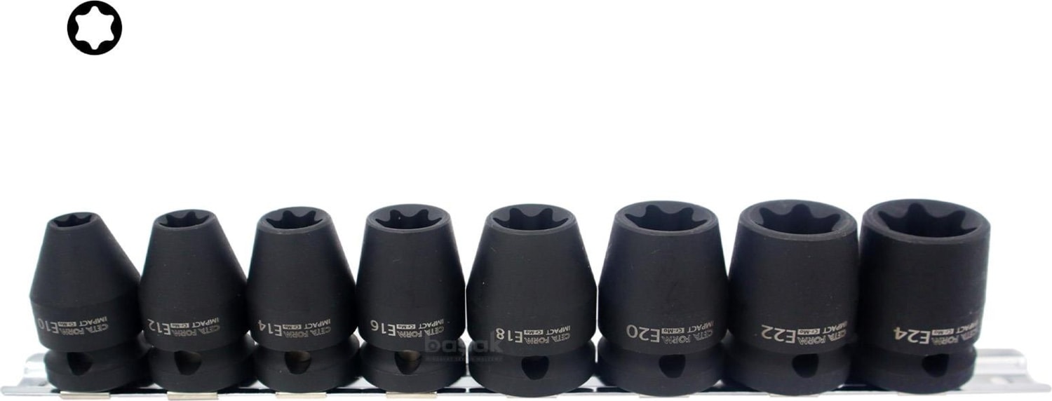 E10 - E24 1/2" Dişi Torx Havalı Lokma Takımı 8 Parça C66-R08