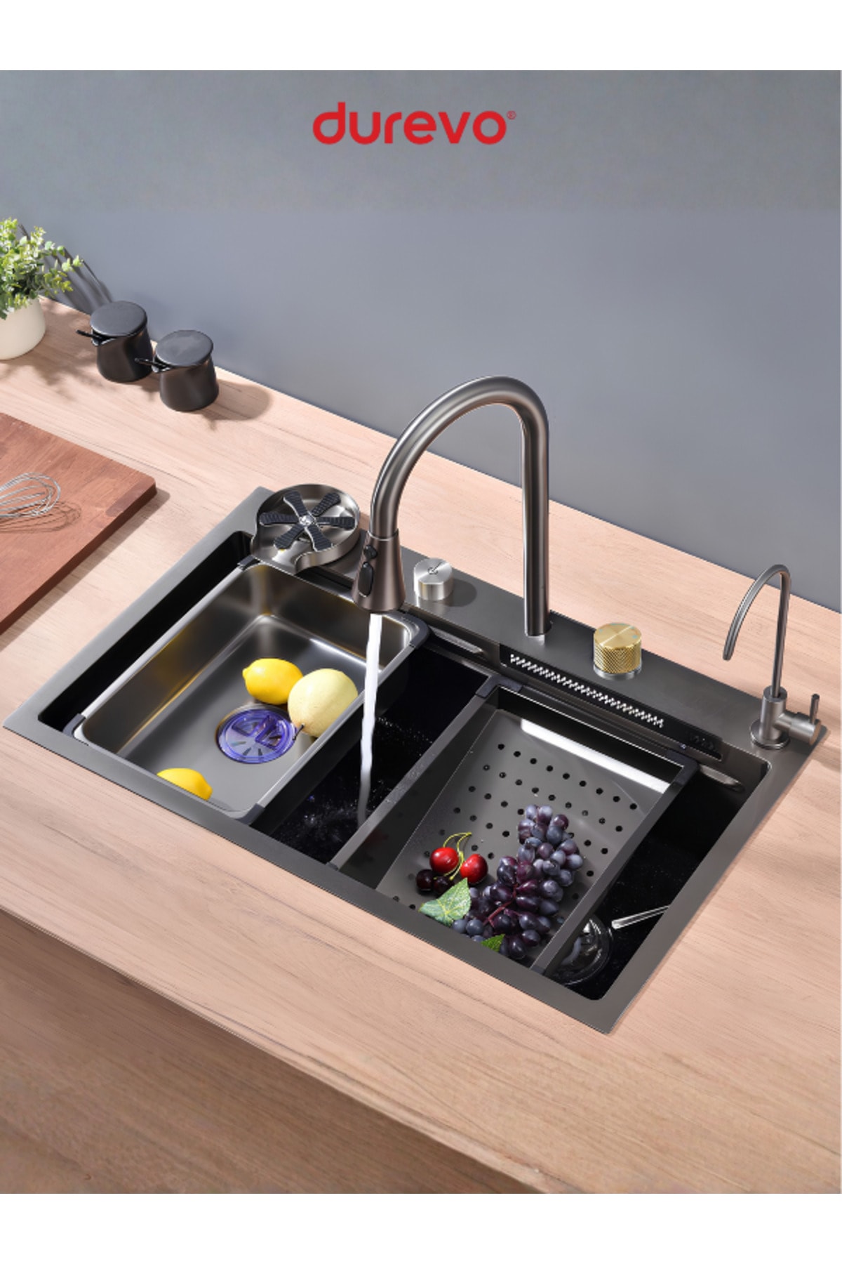 Mutfak Evyesi Teknolojik Akıllı Eviye Paslanmaz Çelik -PVD kaplama- 75x46cm