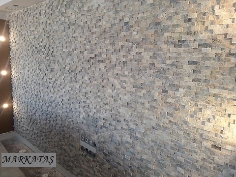 2,5X5Cm Silver Traverten Doğal Taş Patlatma Mozaik