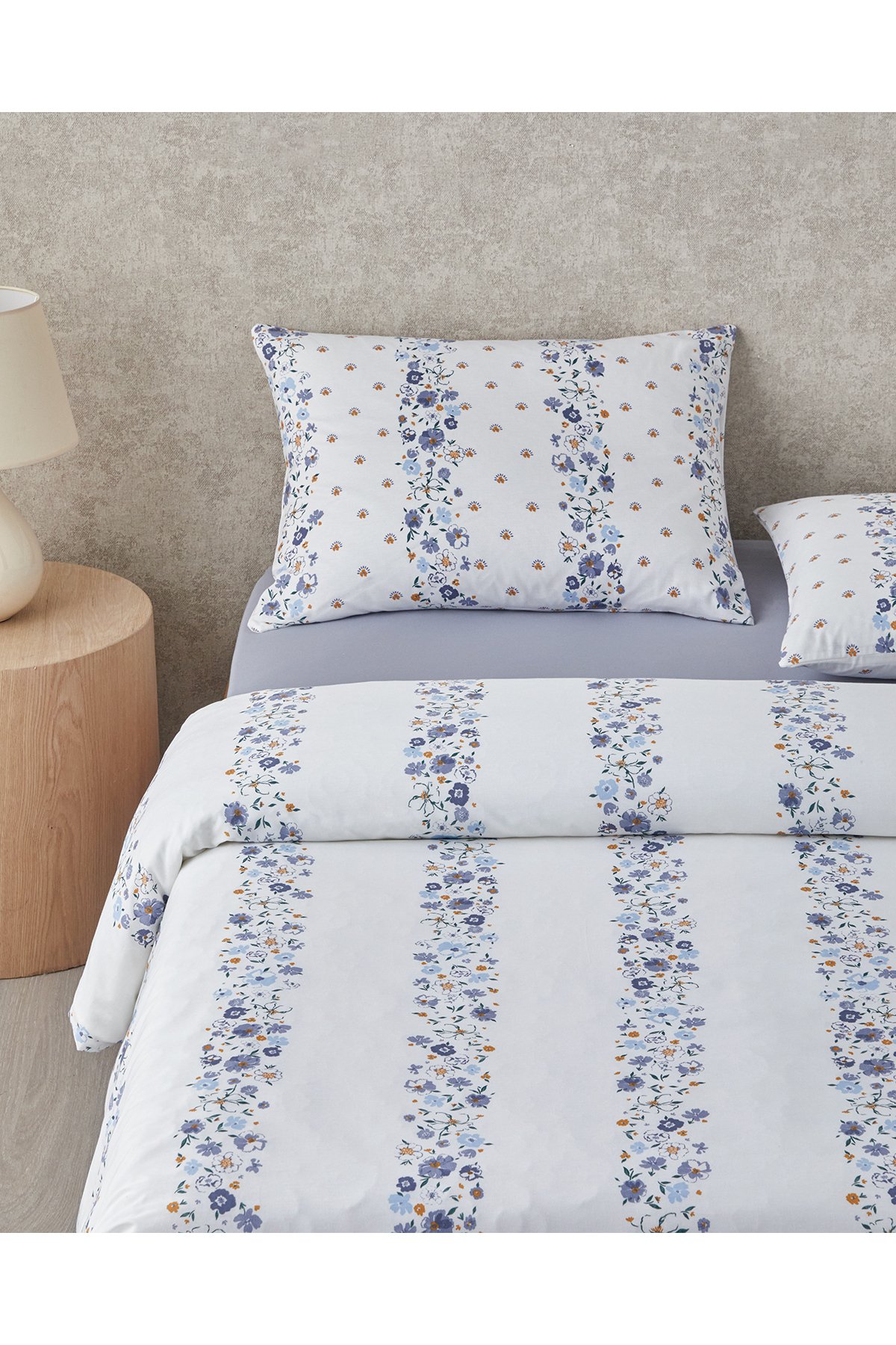 Floret Line Pamuk Çift Kişilik Nevresim Takımı 200x220 cm Mavi