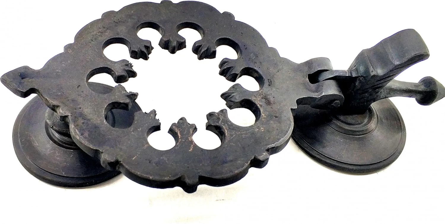 Antika Tarz Dekoratif Pirinç Osmanlı Kapı Tokmağı, Taktak - 265X75MM, Oksit