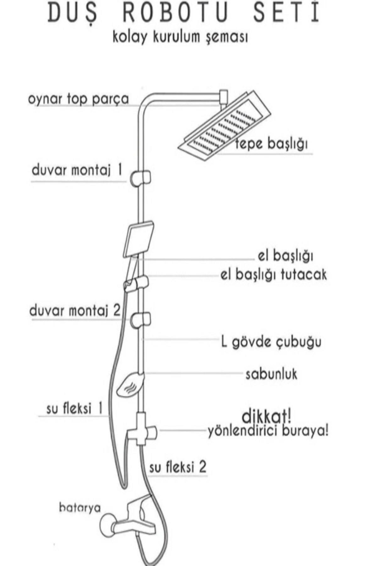 Lüks Siyah-Krom Yağmurlama Tepe Duş Seti