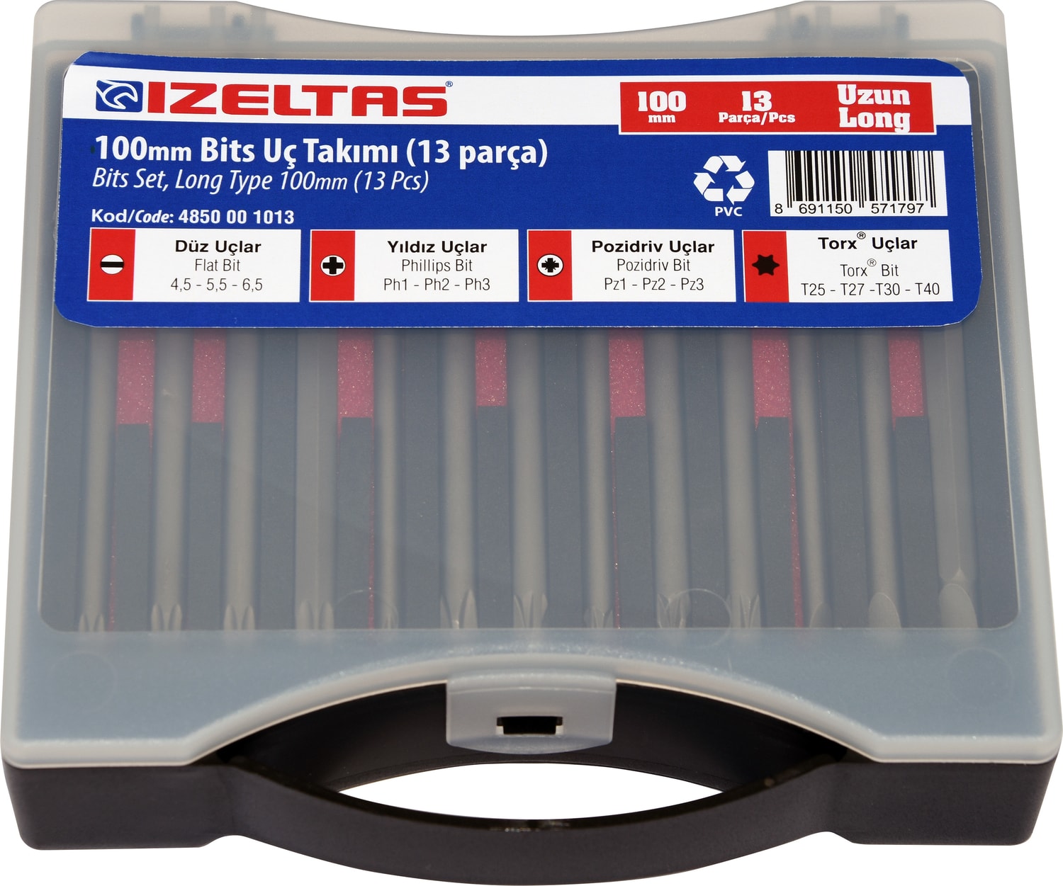 İZELTAŞ Izeltaş 100MM Uzun Bits Uç Takımı (13 Parça)