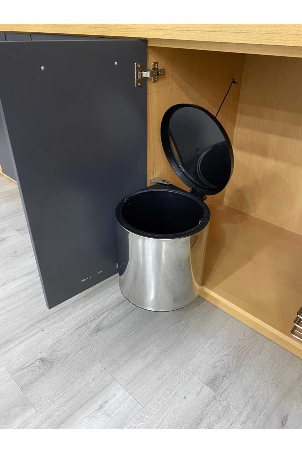 Kapağa Monte Dolap Içi Çöp Kovası Paslanmaz Çelik Mutfak Tezgah Altı Otomatik Kapak 30x 30