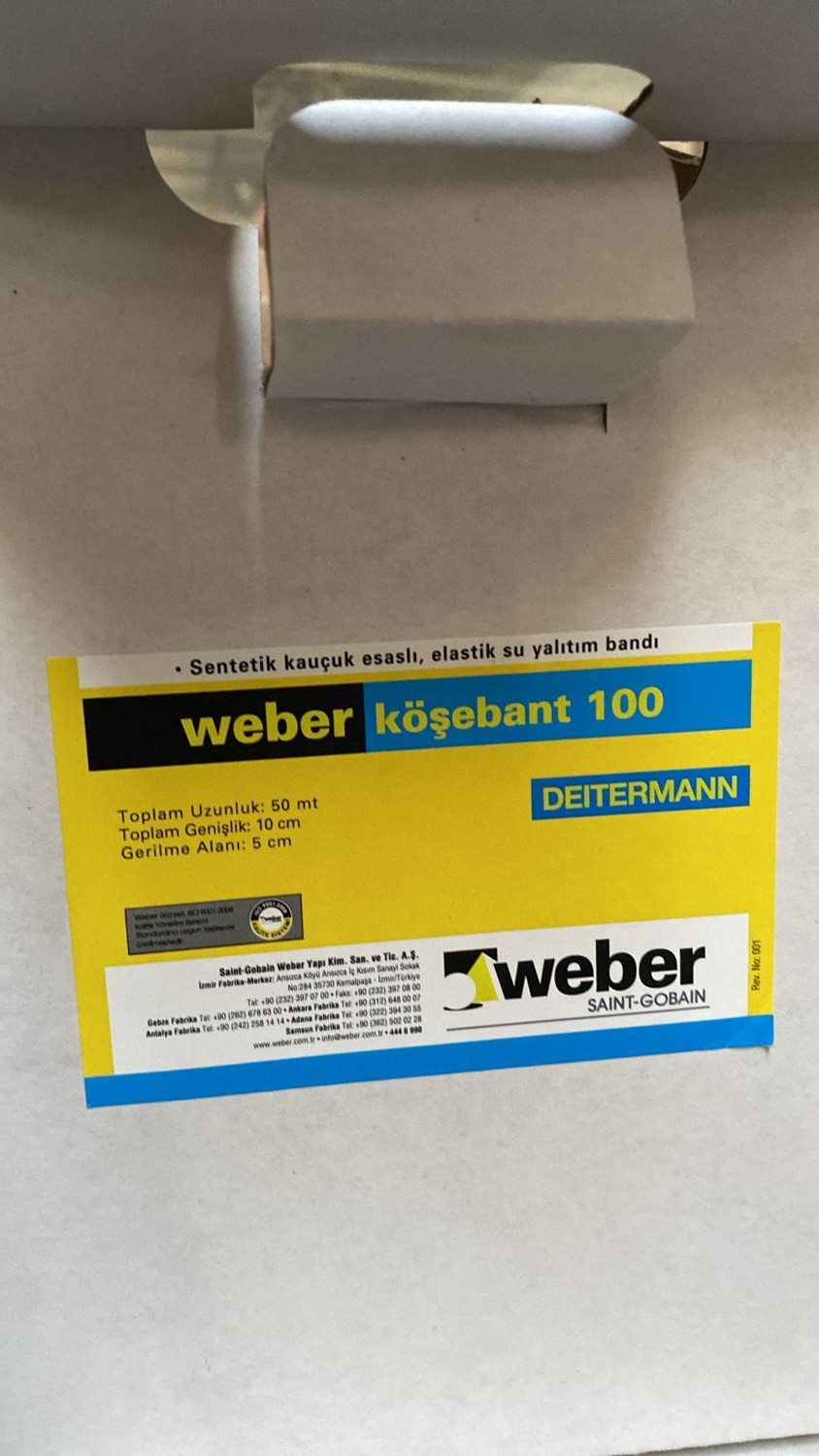 Köşebant 100 Elastik Su Yalıtım Bandı - 50 x 10 x 5