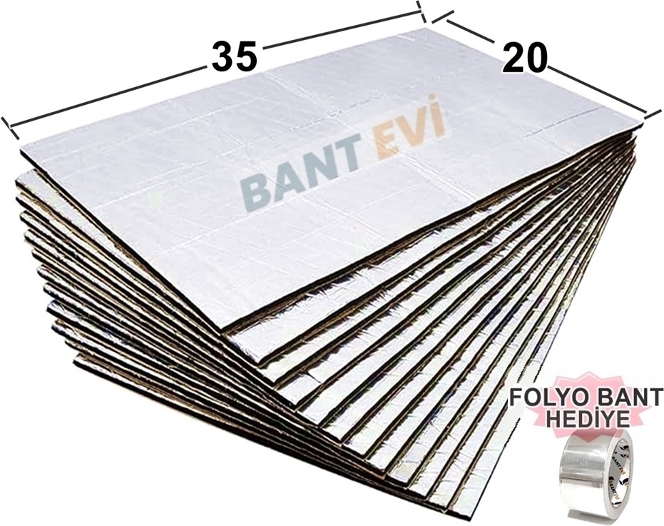 10 Adet 35x20cm Ziftli Oto Ses ve Su Yalıtım Pedi Folyolu Gürültü ve Nem Kalkanı Kendinden Yapışkanlı