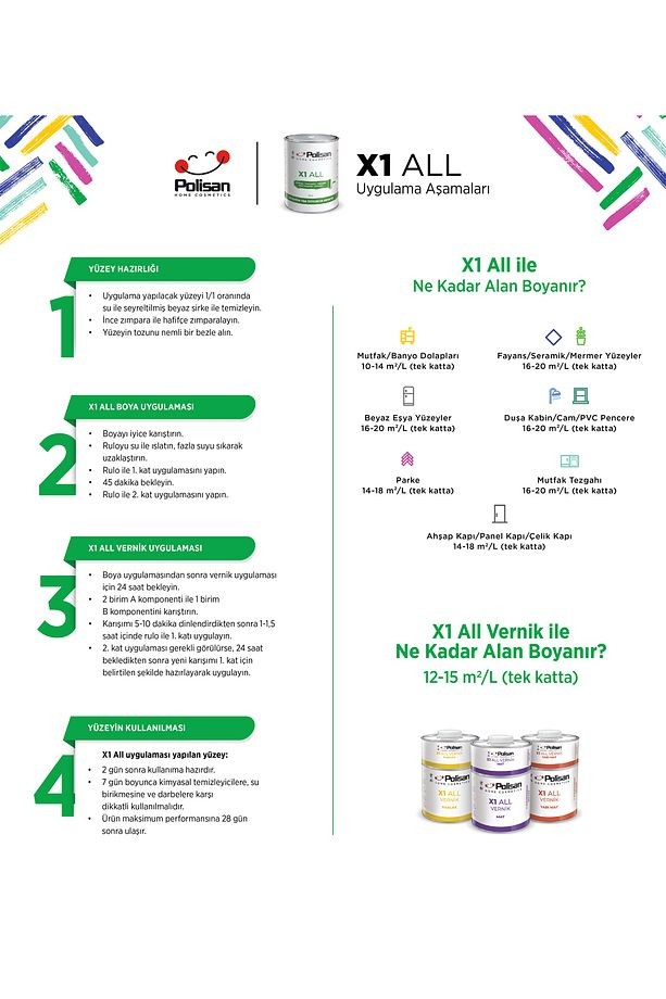 X1 All Ile Istediğini Boya-çizilmez-kokusuz-yıkanabilir Dönüşüm Boyası 0.75lt Beyaz