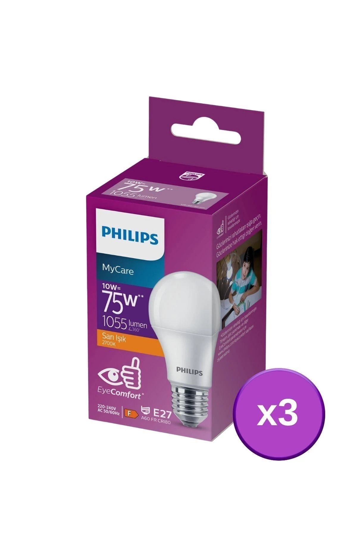 LED 10-75W AMPUL 2700K SARI IŞIK 3LÜ