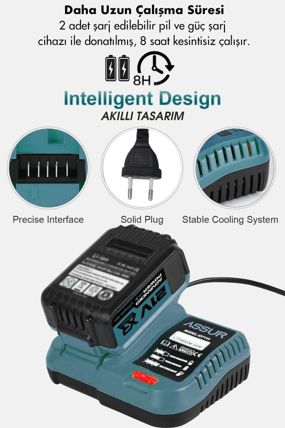 Profesyonel 21V Akülü 5'li Set Kırıcı Delici Hilti Taşlama Somun Sıkma Akülü Vidalama Budama T
