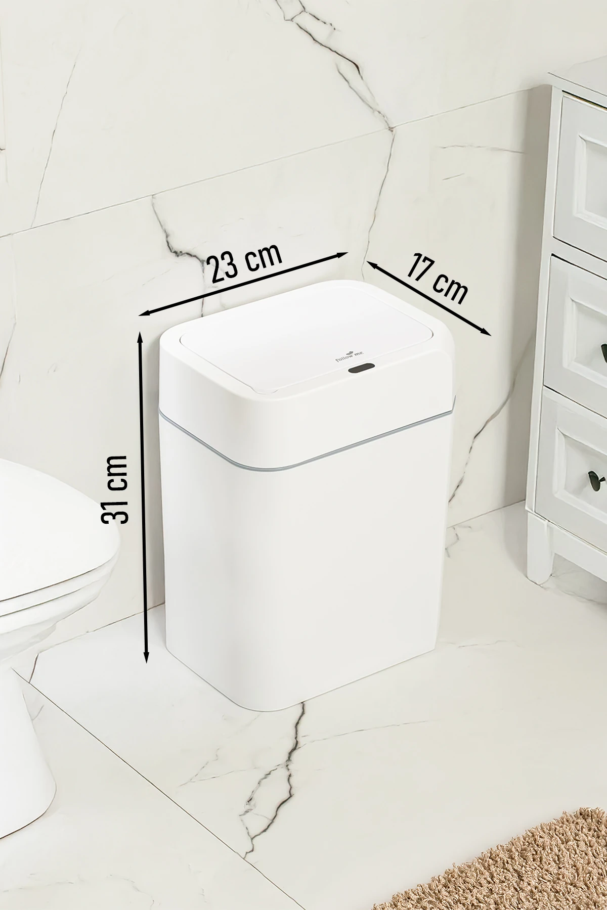 4147 Hareket Sensörlü Sessiz Kapatma Çöp Kutusu Banyo Mutfak Çöp Kovası Kapaklı Banyo Çöp Kovası