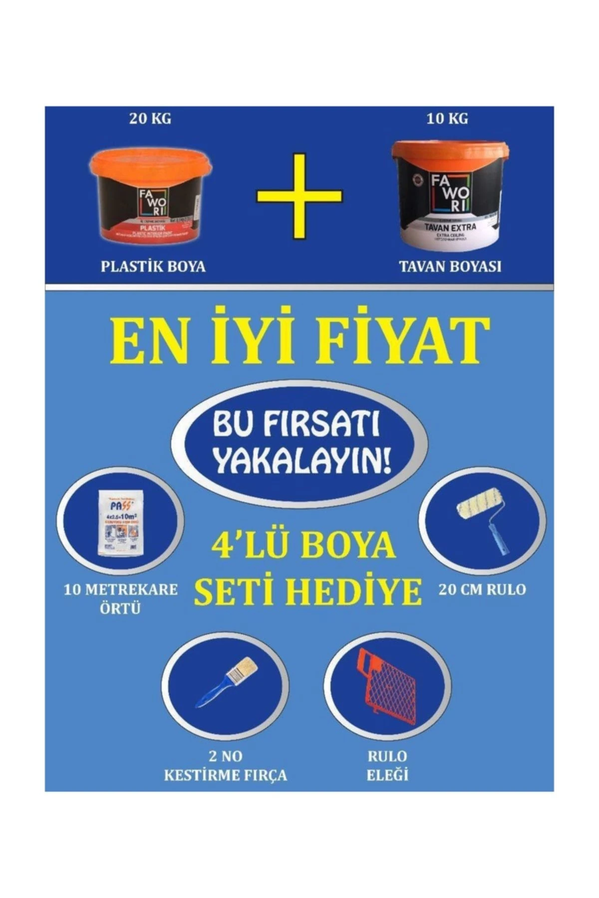 20 Kg Plastik Boya+10 Kg Tavan Extra+Hediye Beyaz