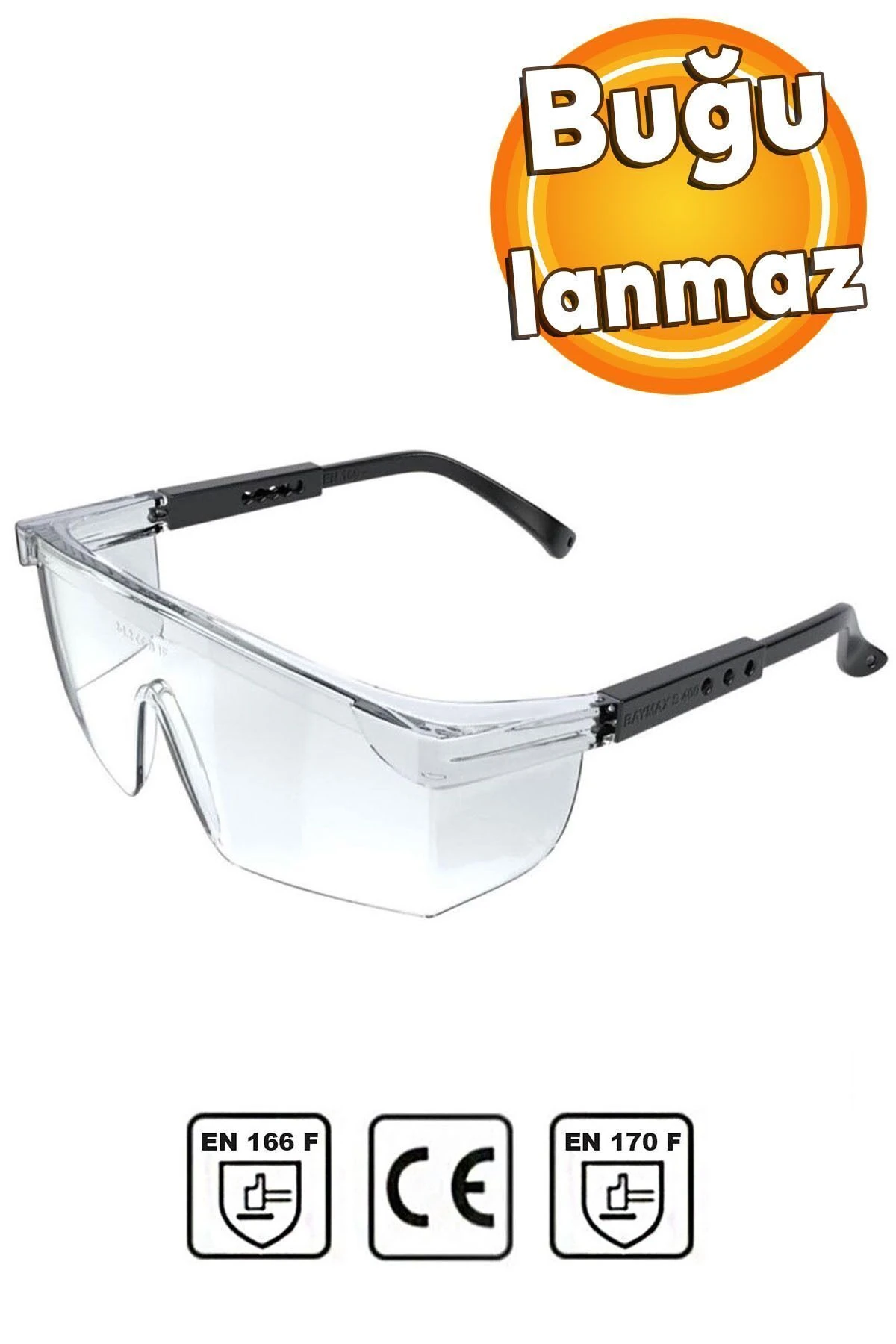 Iş Güvenlik Güvenliği Gözlüğü Antifog Buğulanmaz Çapak Laboratuvar Koruyucu Gözlük S400 Şeffaf