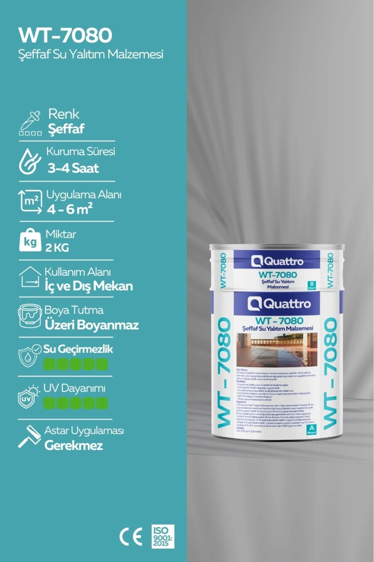 Quattro WT-7080 Şeffaf Cam Su Yalıtım Malzemesi