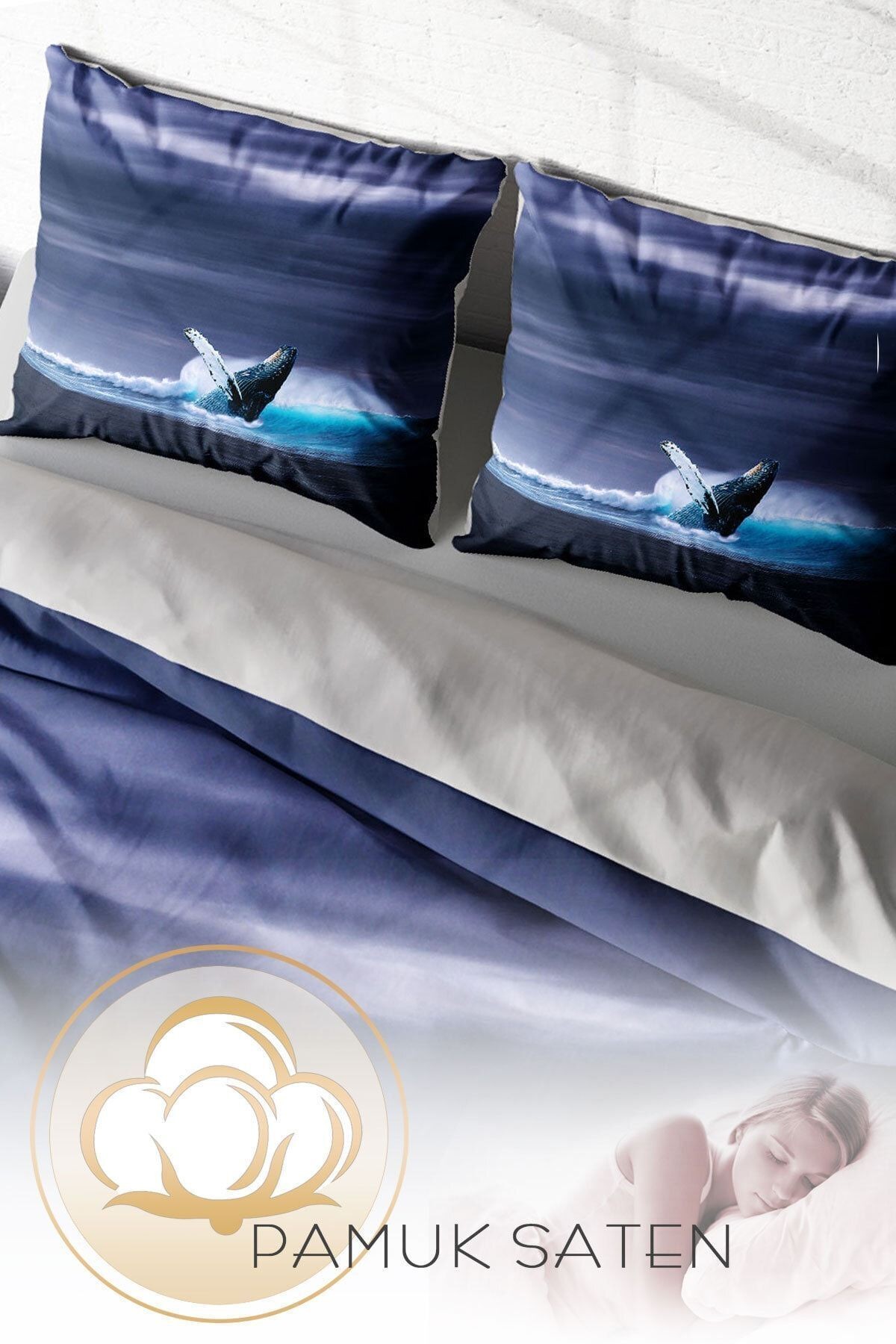 Shark 3d Dijital Baskılı Çift Kişilik Nevresim Takımı