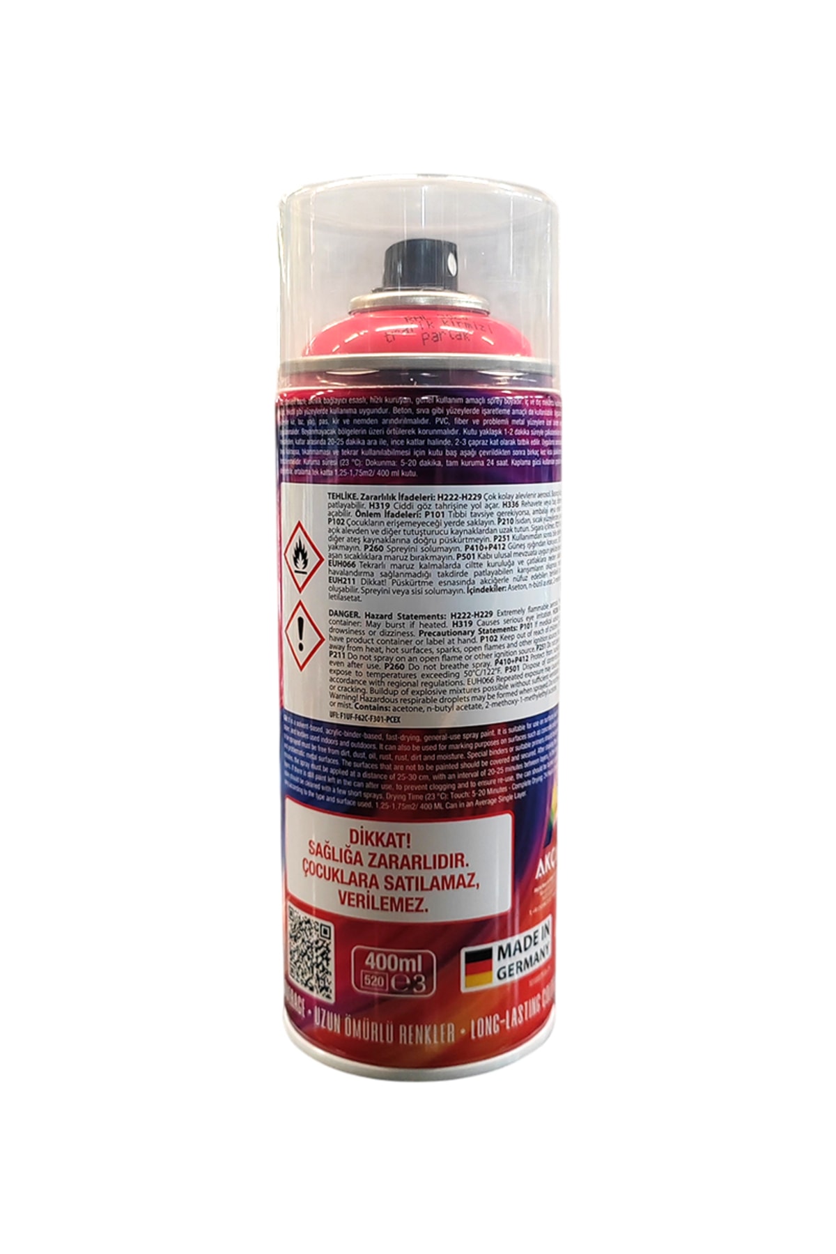 Vual Akrilik Parlak Trafik Kırmızı Sprey 400 ml - RAL 3020