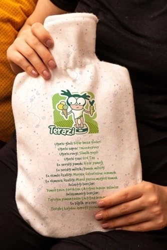 Hediyesepeti Terazi Burçlarına Hediye Esprili Yorumlu Sıcak Su Torbası - Tasarım Termofor - El Ayak Isıtıcı