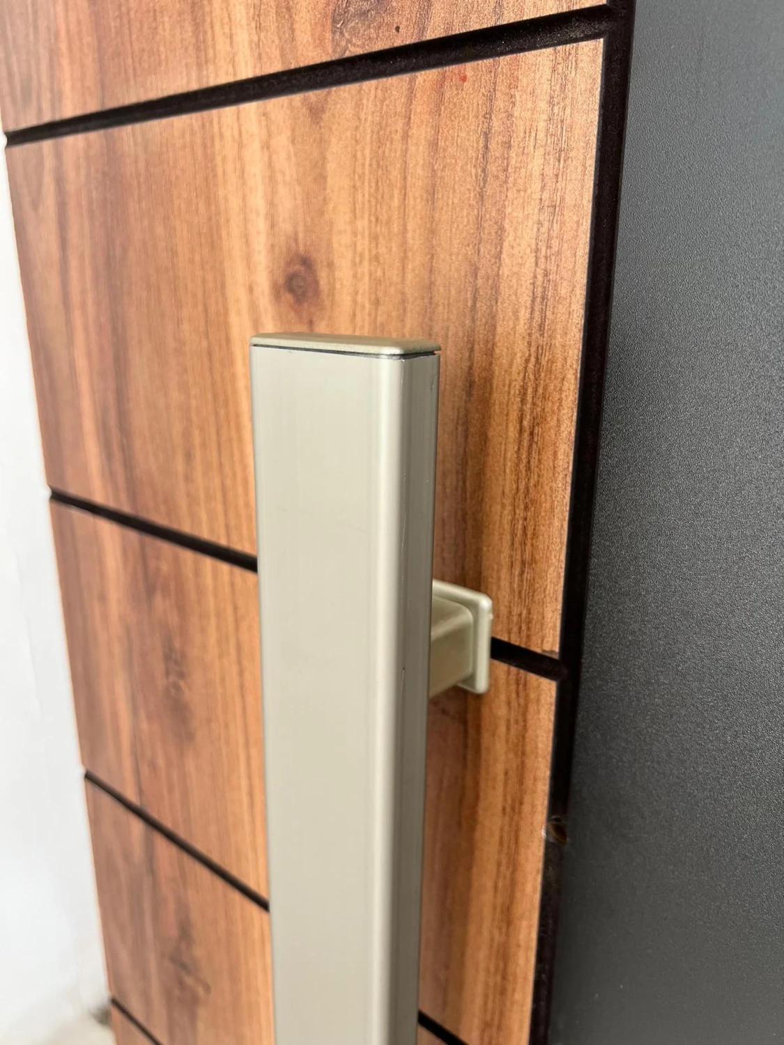 Çelik Kapı Çekme Kolu Tutma Kolu Dikdörtgen Model Renk Saten (Gümüş Gri) 40CM