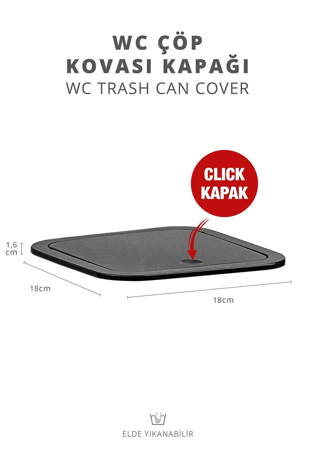 Siyah Kare Yedek Çöp Kovası Kapağı