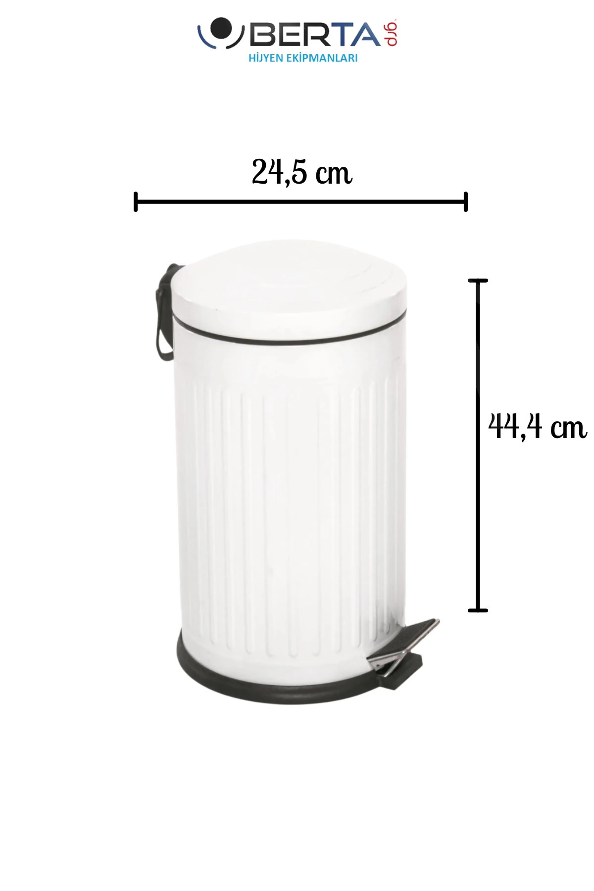 Vintage Beyaz Çöp Kovası Amortisörlü Kapak Çizgili Lüks Model 16lt