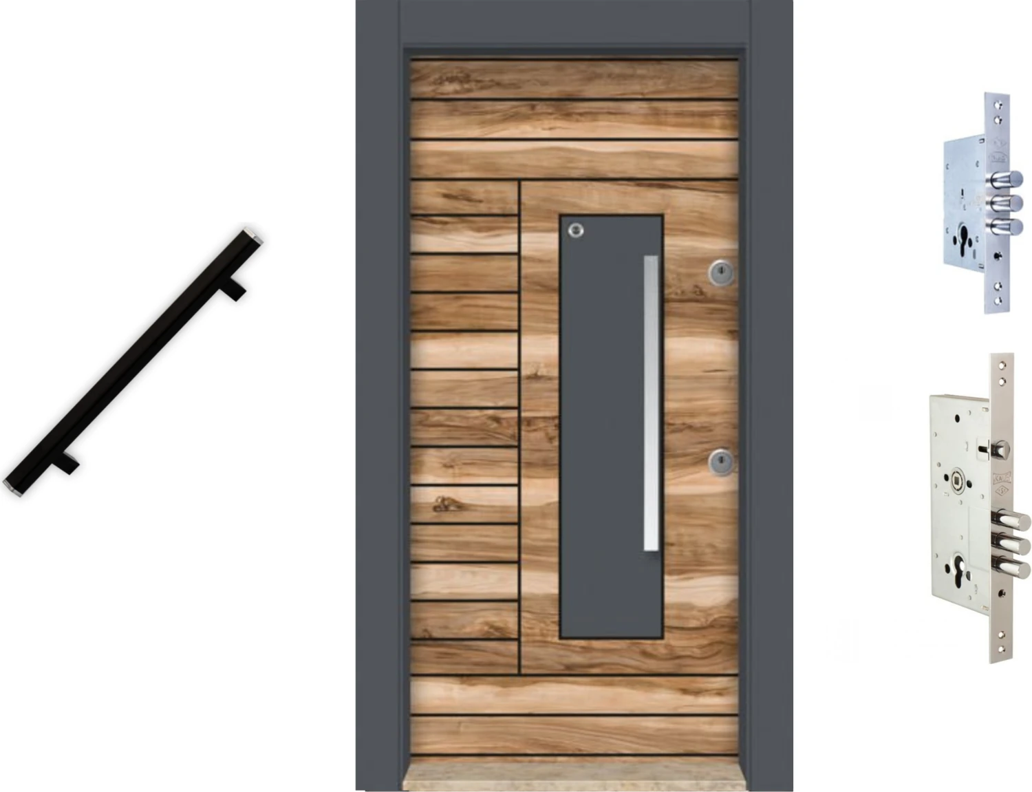 Laminoks Seri Çift Renk Çelik Kapı BY-1608 Sol Açılım