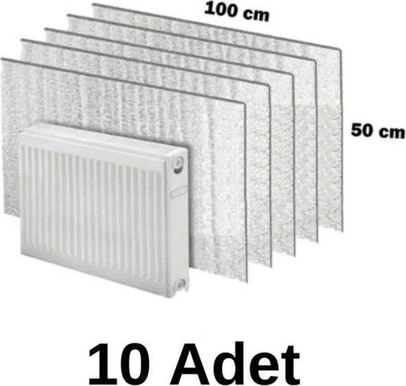 10 Adet Petek Radyatör Arkası Folyo Plaka Kalorifer Arkalığı Alüminyum Isı Yalıtım Folyosu 100X50