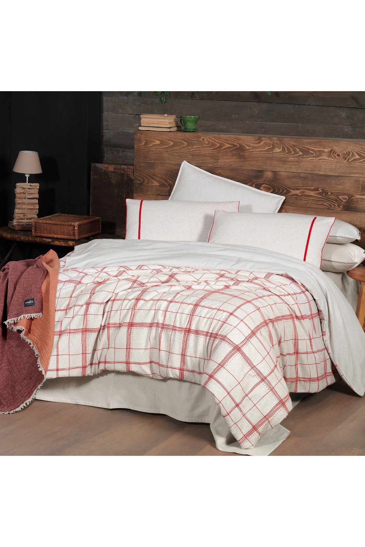 Bramo Bej %100 Pamuk Flanel King Size Nevresim Takımı