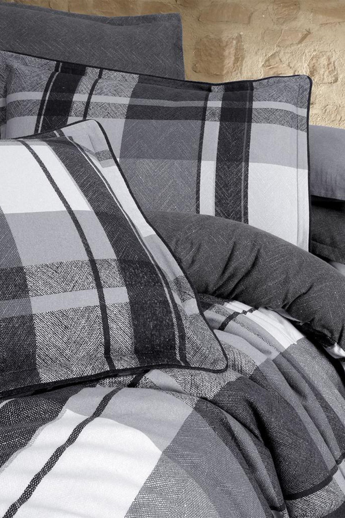 Markis Gri Tek Kişilik %100 Pamuk Flanel (Pazen) Nevresim Takımı