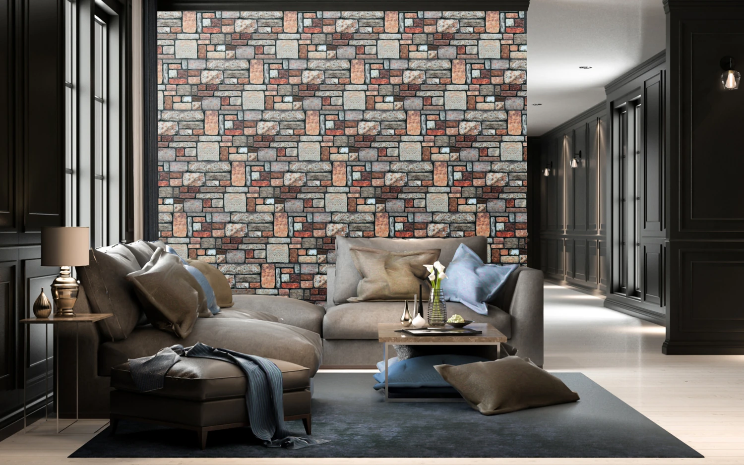 5 Adet (2,5m2) x Karma Taş Desenli 3 Boyutlu Renkli Strafor Köpük Duvar Kaplama Paneli (KR-301)