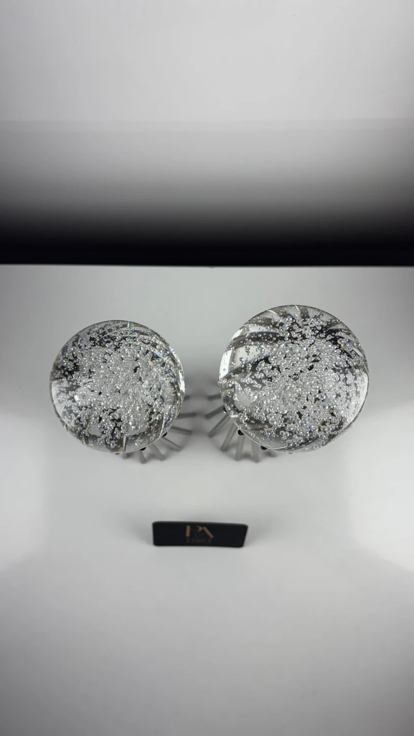 Gümüş Kabarcık Küre 2'li Metal Biblo Obje Ev Aksesuar Masa Konsol Orta Sehpa Dresuar Salon Ofis Dekor