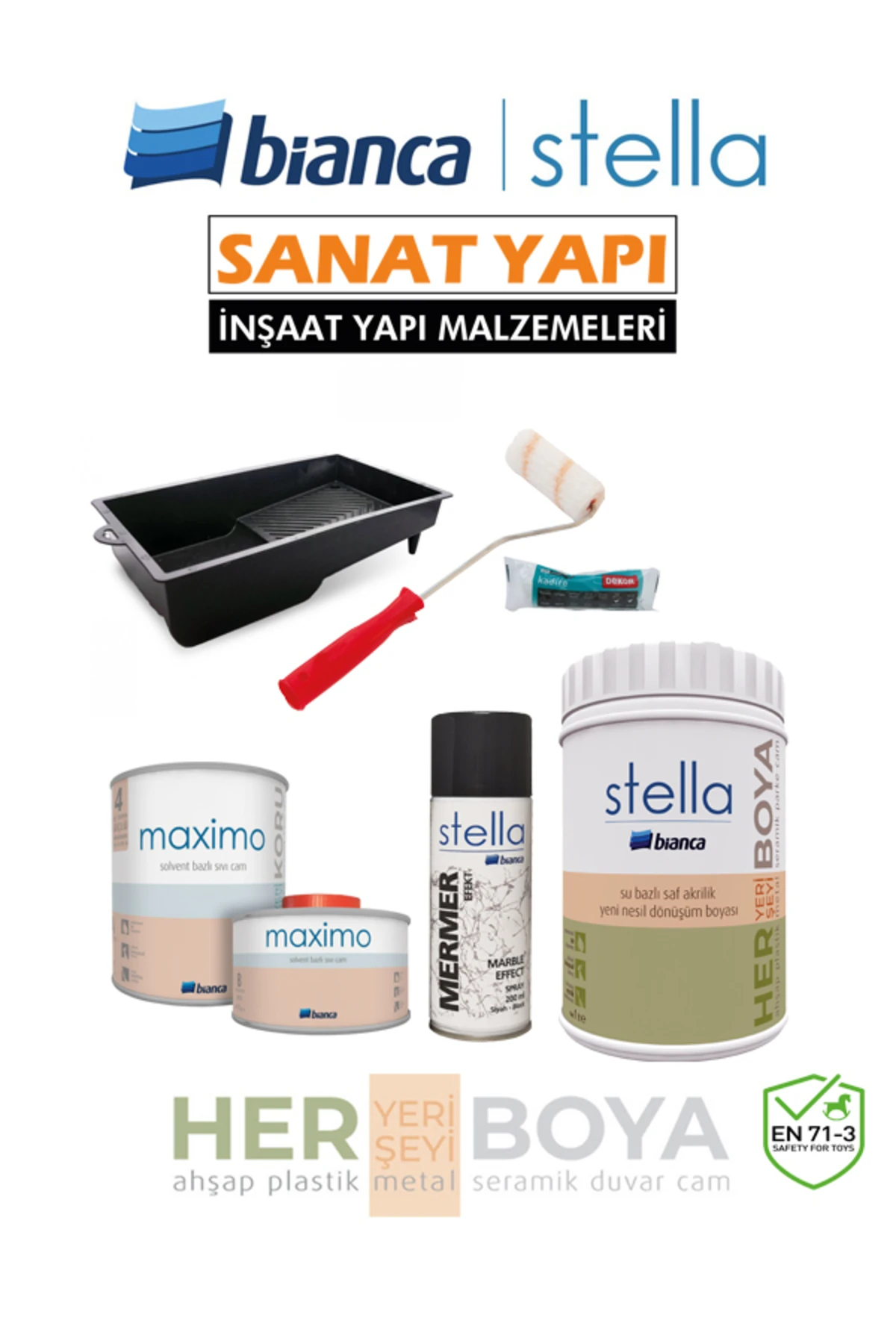 Stella Set 1Lt Yeni Nesil Dönüşüm Boyası Beyaz - Dolap-Fayans-Cam-Plastik-Ahşap-Duvar