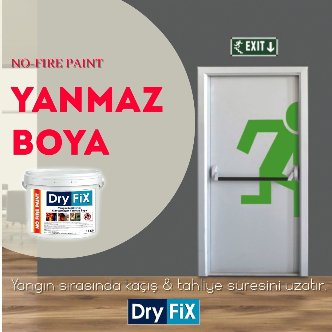 18 kg Beyaz No-Fire Paint Alev Almayan Yanmaz Boya Yangın Geciktiric1
