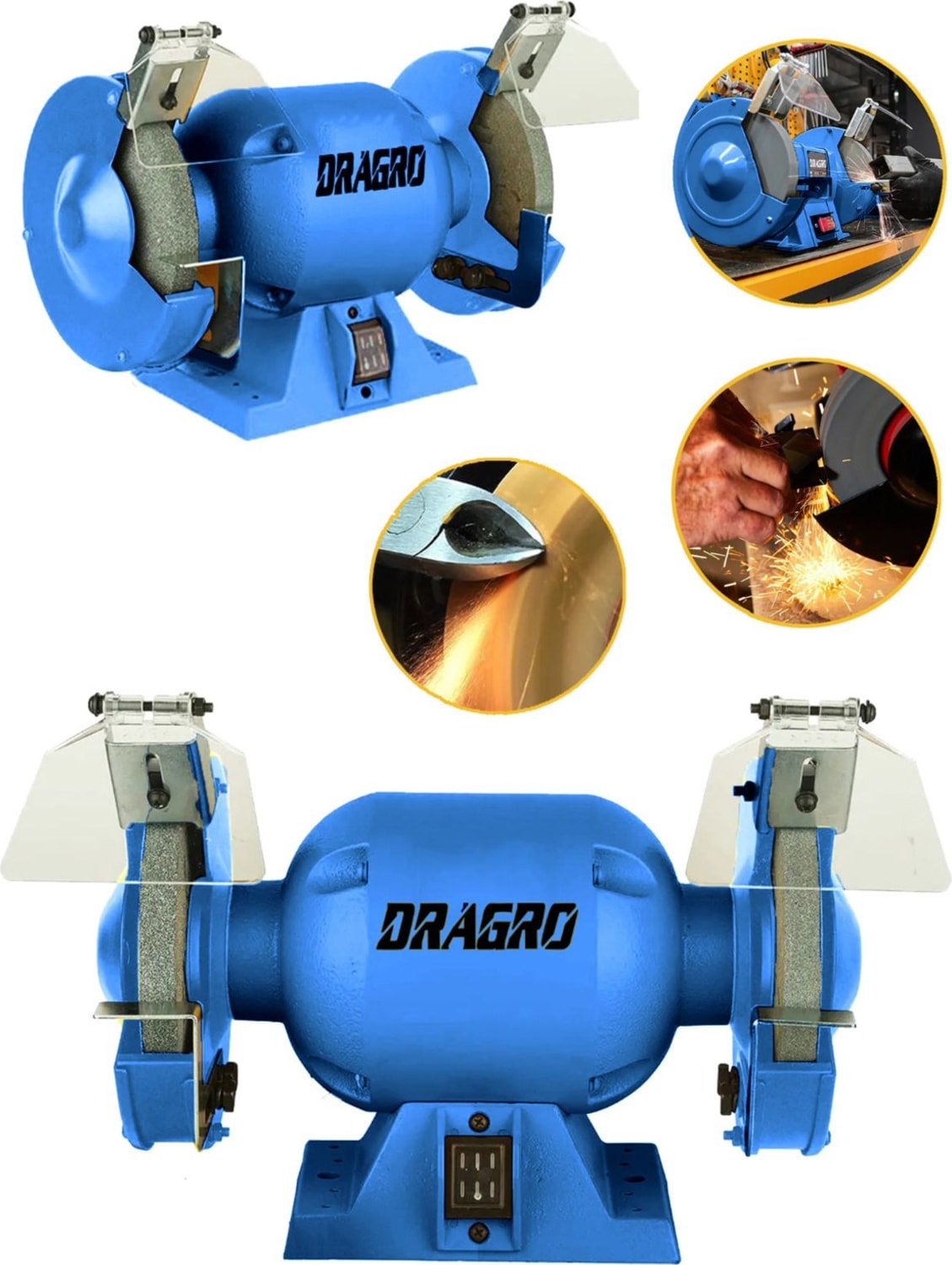 Alman 200 mm Turbo 4200 Watt Çark Motoru Zımpara Balta Bıçak Bileme Makinesi Taş Motoru Taşlama