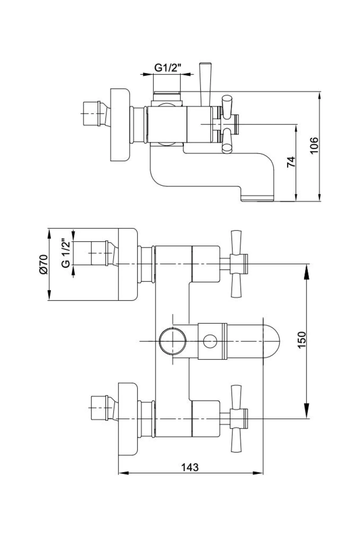 Quadrille Banyo Duş Bataryası Altın Gold 102802230