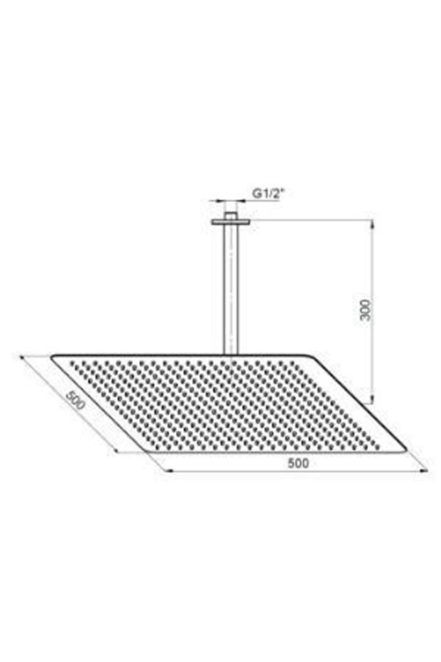 Ankastre Duş Başlığı Kare Slim Metal 50x50 cm ADS25