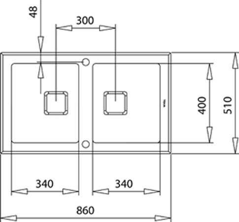 DIAMOND RS15 2B 86 Ankastre Kumanda Sifonlu Cam Eviye Siyah/Çelik 86 cm 115030017