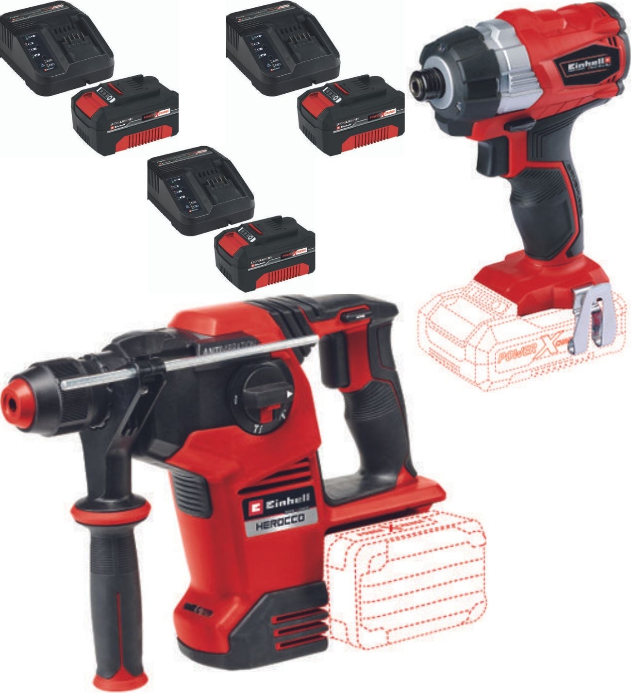 Te-Cı 18 Bl Torklu Vidalama Herocco 36/28 Kırıcı Delici 3X4.0AH Kömürsüz Akülü Set