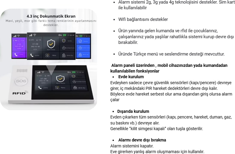 Pgst 4g Sim Kart Destekli Akıllı Ev Güvenlik Alarm Sistemi +  Iç ve Dış Mekân Ptz Hd Kamera