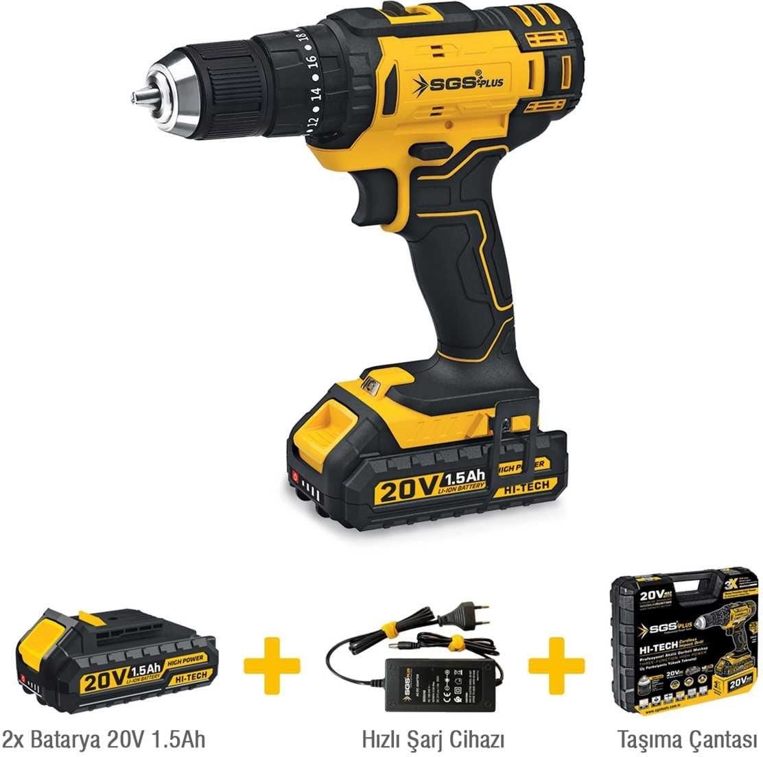 Plus 5248 Akülü Darbeli Matkap Seti 20 Volt