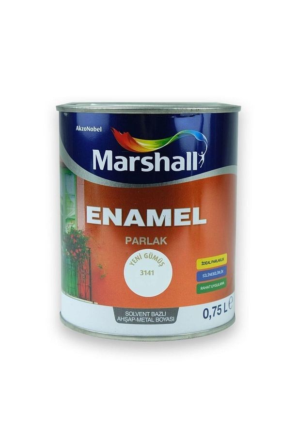 Enamel Parlak Ahşap Metal Boyası Parlak Gümüş 0,75 L