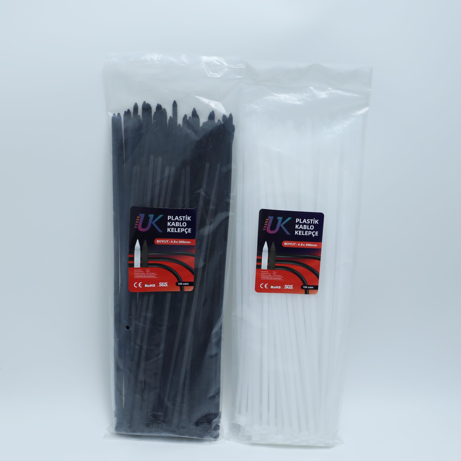 Plastik Kablo Bağı Plastik Kelepçe Cırt Klips 4.8X300 Mm 100 Adet