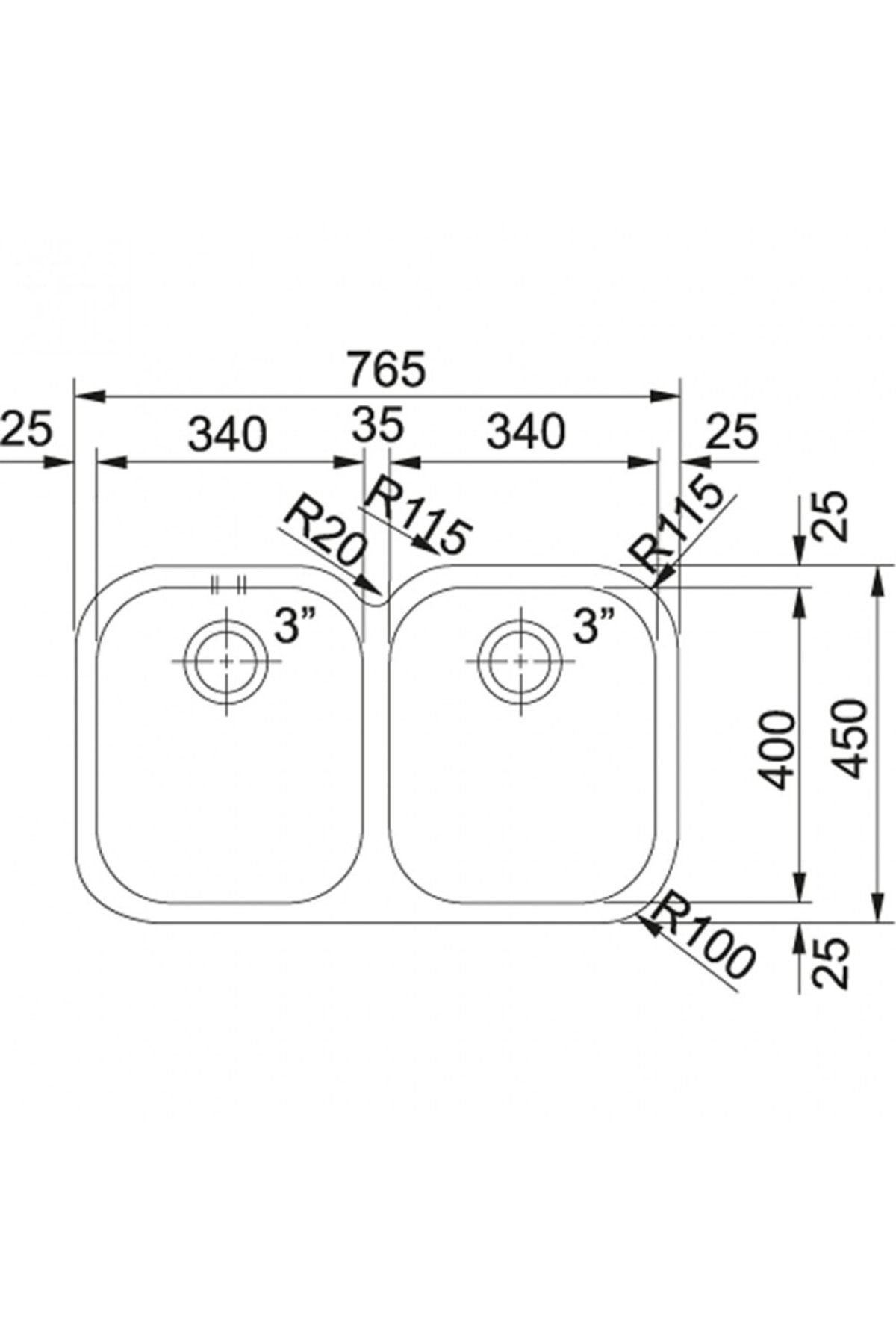 Baccini Amx 120 Inox Tezgah Altı Çelik Eviye - 122.0021.446
