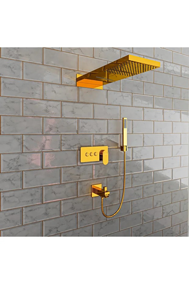 Ankastre Comfort Panel Şelale Duş Seti Altın Fau111-g