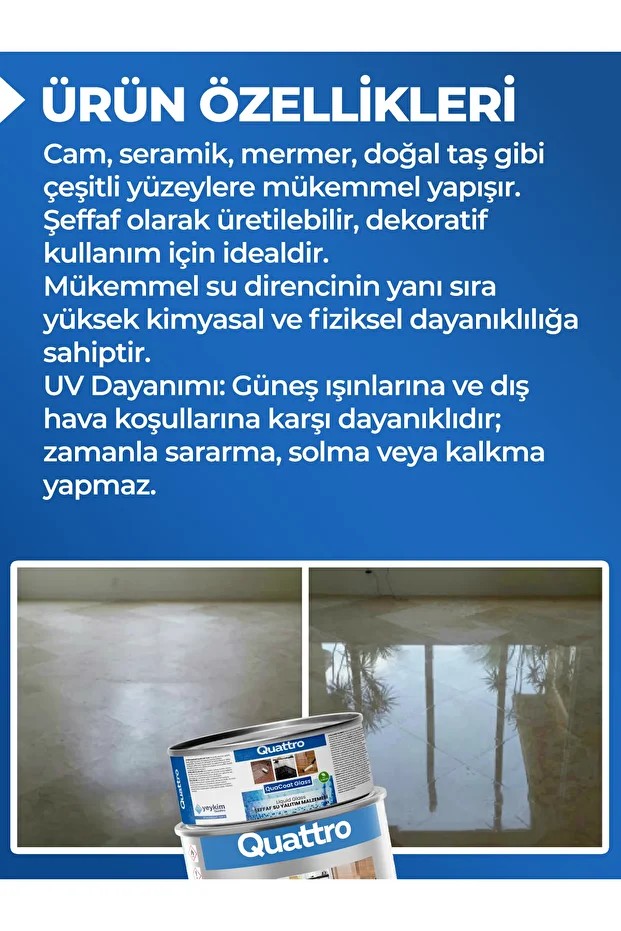Quattro Quacoat Glass Şeffaf Cam Su Yalıtım Malzemesi 4 Kg