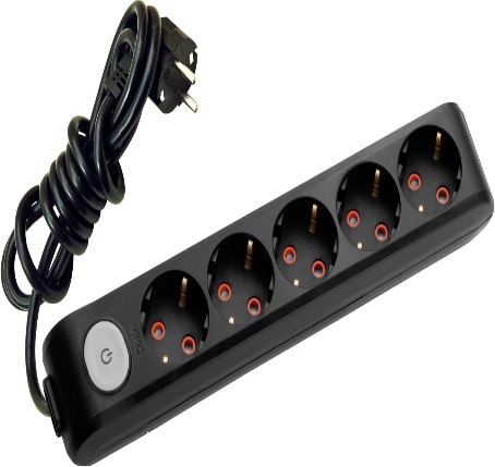 Siyah Beşli Topraklı 2 Metre Anahtarlı