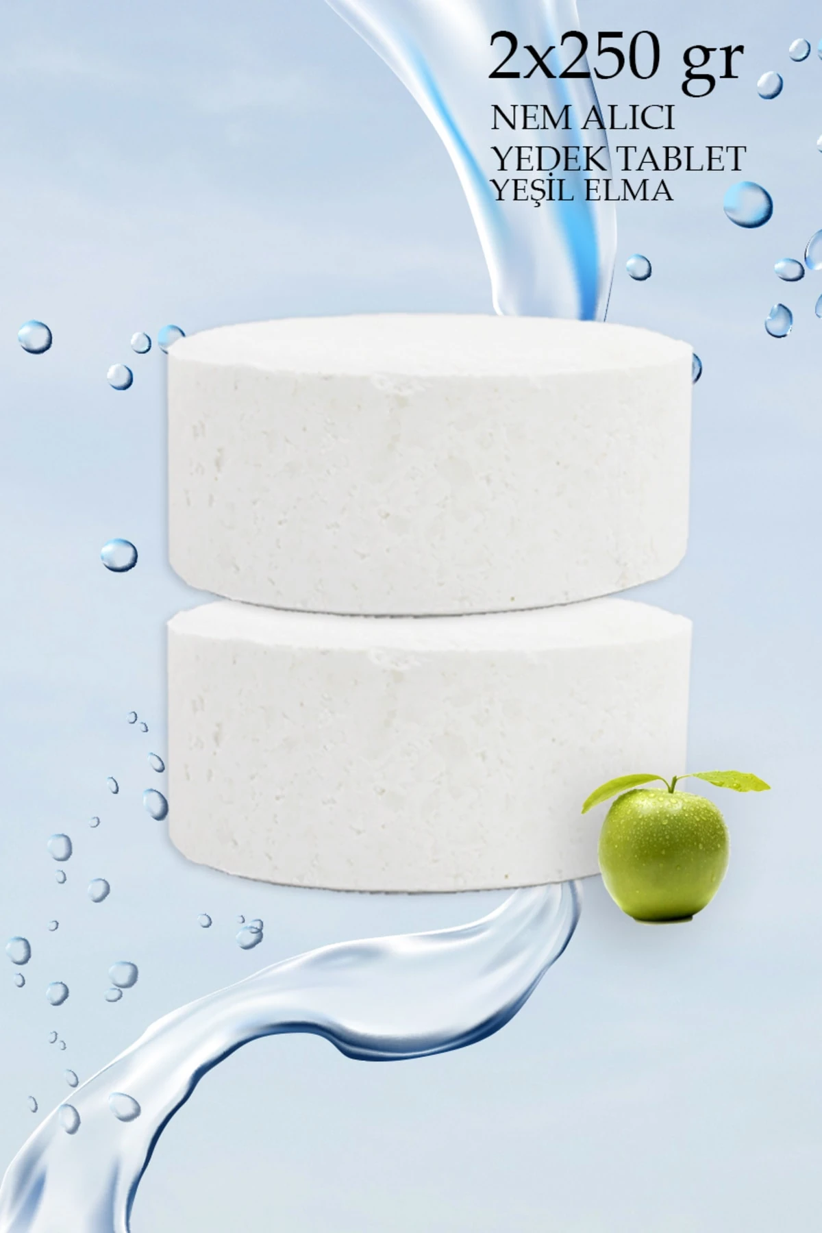 2x250 gr Nem Alıcı Rutubet Giderici Yedek Tablet Yeşil Elma