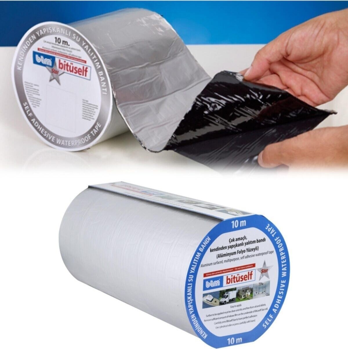 Bitüself Star Yalıtım Bandı Yapışkanlı 10 cm x 10 M Oto Ses Su Yalıtım Bandı