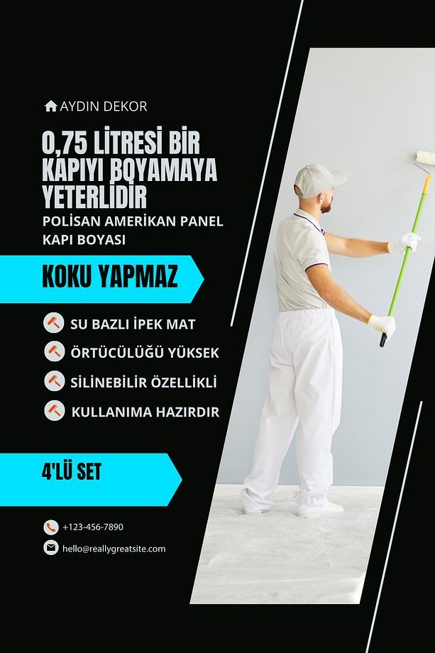 4'Lü Set X1 Kokusuz Panel Kapı Boyası Renk Özlem Amerikan Kapı Boyası 1KG