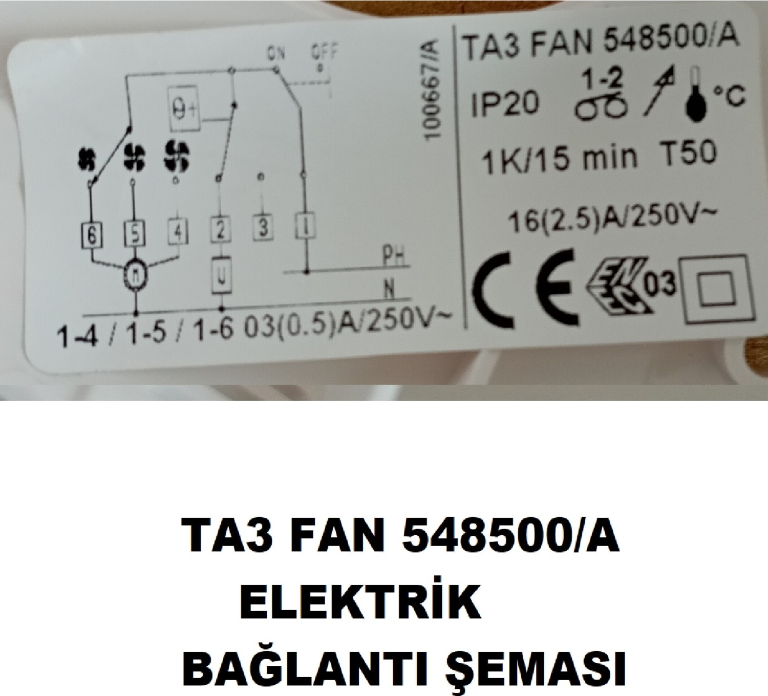 548500/A Fan Ta3 Fancoil Fankoil On/off Kablolu