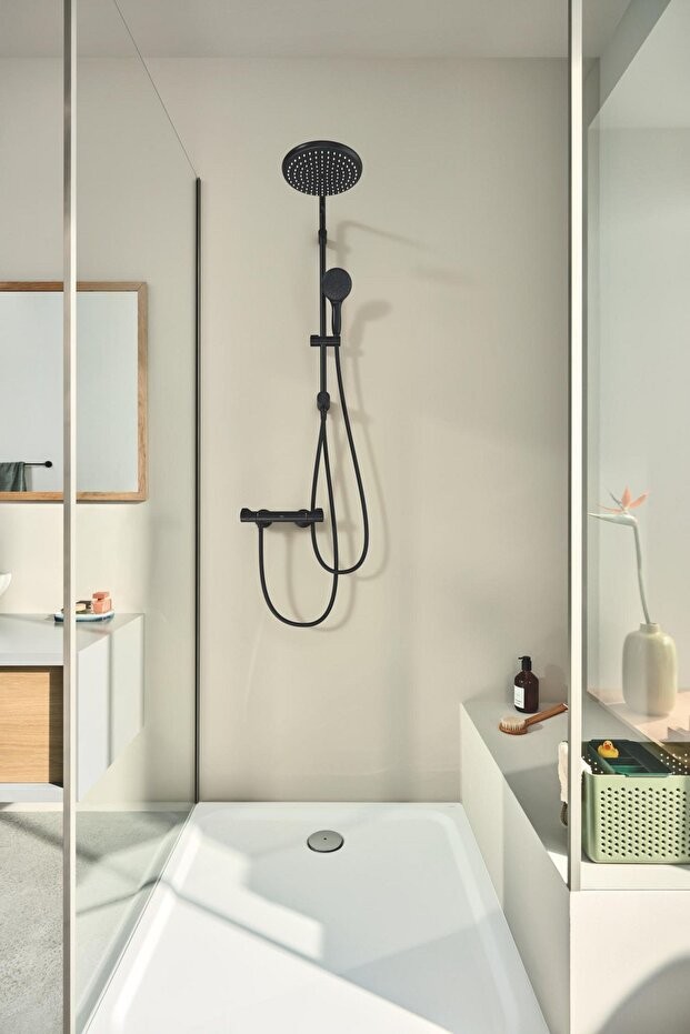 Tempesta System 250 Duvara Monte Duş Sistemi, Yön Değiştiricili, Mat Siyah - 269802431